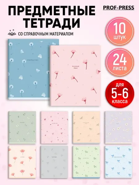 Prof-Press Предметные тетради 24 листа комплект 10 штук