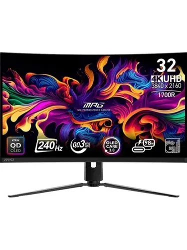 MSI 31.5" Монитор MPG 321CURX, QD-OLED, 3840x2160 4K, 240 Гц, Изогнутый экран, черный