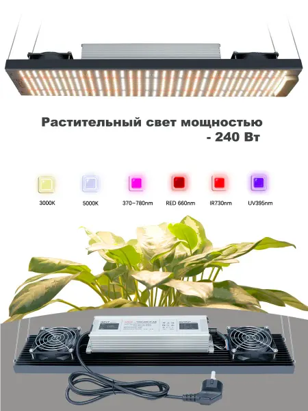 AIAURORA Фитолампа для комнатных растений 240 Вт Samsung lm281B