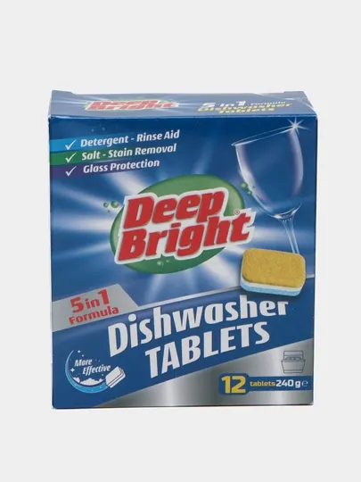 Таблетка для посудомоечной машины Deep Bright, 240 г, 12 шт