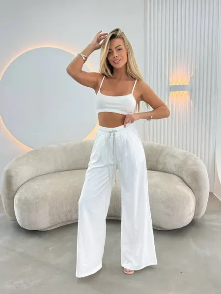 MINKY SHOP Брюки на резинке с высокой посадкой прямые