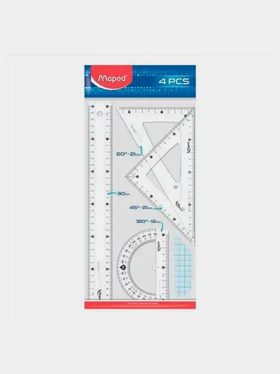 Линейка Maped 30 см, 45 гр, 60 гр, 180 гр, 242830