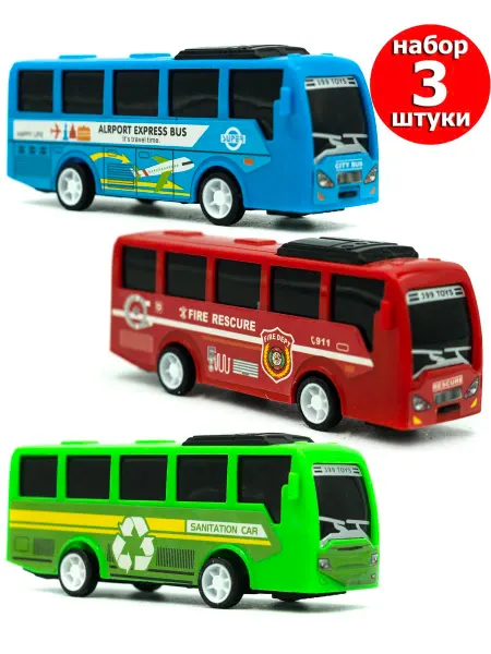 Игрушки Греми Автобус инерционный игрушечный, набор 4 шт