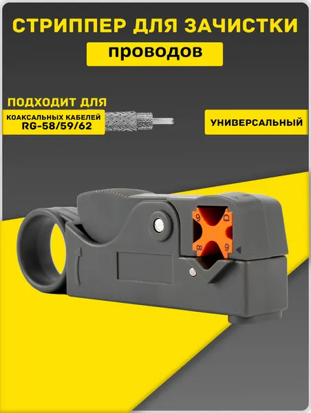 Нож стриппер для зачистки кабеля и снятия изоляции с регулировкой глубины надреза 4-12мм, шестигранник в комплекте