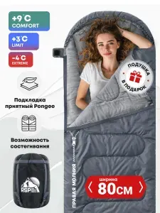 Спальный мешок RSP Sleep 250 RipStop (серый, молния справа)