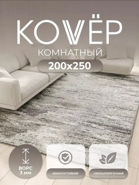 Комнатный ковер на пол 200х250 с ворсом