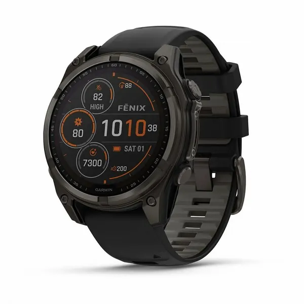 Умные часы премиум класса Fenix 8 47 mm, Solar Sapphire, Carbon Gray DLC Titanium with Black/Pebble Gray 010-02906-10