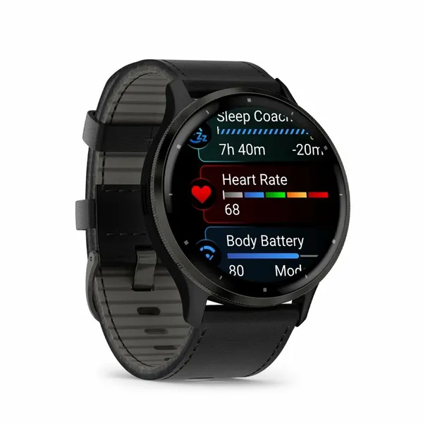 Умные часы Garmin Venu 3, 45 мм, AMOLED, GPS, пульсоксиметр, кожаный ремешок, Slate
