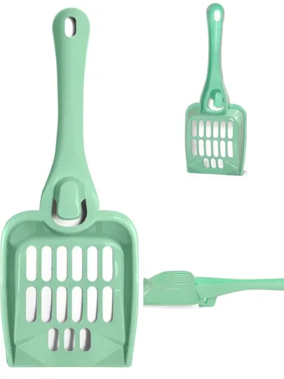 Совок для кошачьего туалета Triol HYGIENE с креплением на бортик, 255×95×45 мм, зелёный