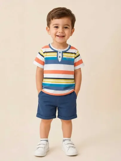 Полосатая футболка для мальчиков, 2–6 лет