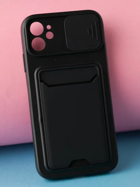 Чехол О'Кейси, для iPhone 11, с карманом, отделение для банковских карт, чёрный