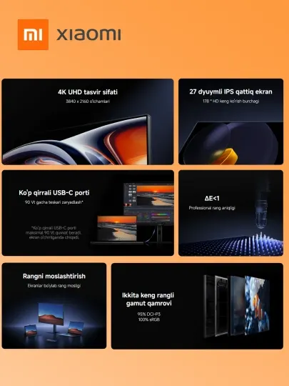 Monitor Xiaomi Redmi A27U 27" 4K IPS, 3840x2160, Ultra HD professional monitor, P27UCA-RA