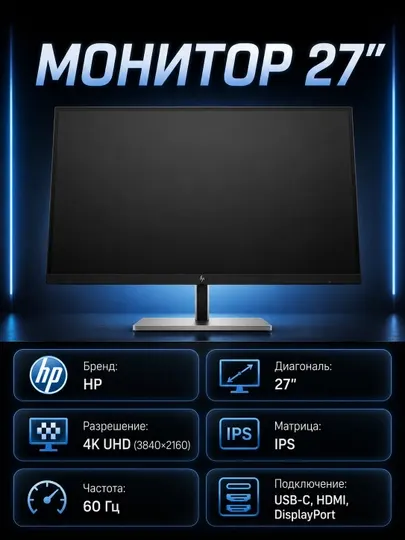 Монитор HP 6N4C4AA 27" IPS 60Hz 4K