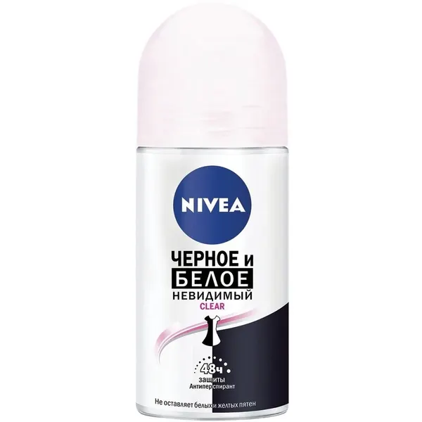 Дезодорант-ролик Nivea Clear Для черного и белого, Невидимая защита 50 мл