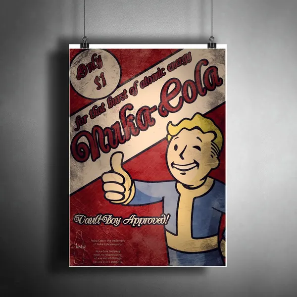 Постер плакат для интерьера "Fallout Nuka Cola" / Декор дома, офиса, комнаты, квартиры, детской A3 (297 x 420 мм)