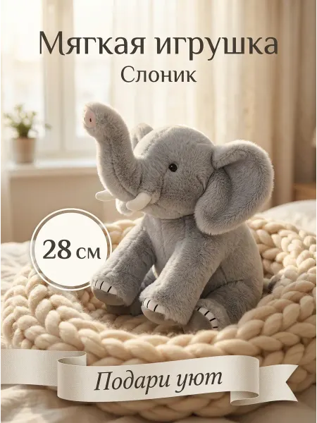Мягкая игрушка слоник 28 см