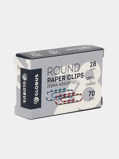 Скрепки канцелярские Globus Zebra Assorted С28-70 ПЗ, цветные, 28 мм, 70 шт
