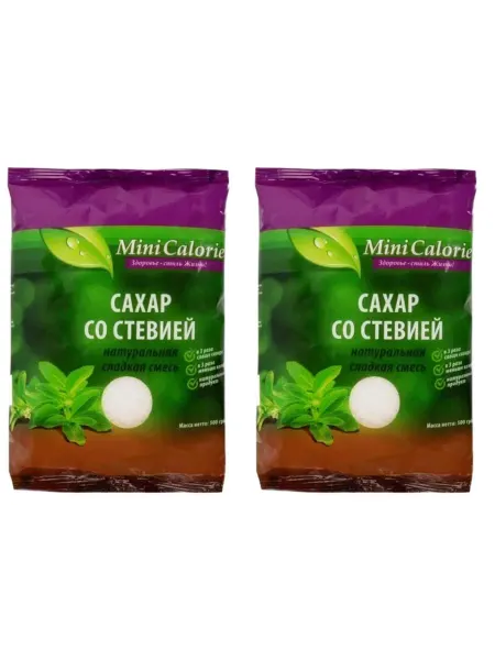 Mini Calorie Сахар со стевией прессованный в кубиках, 2 шт по 280 г