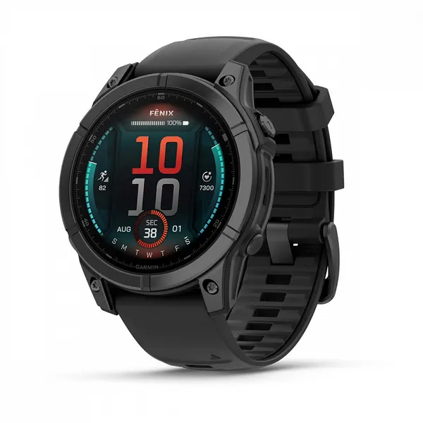 Умные часы Garmin Fenix E 47 мм AMOLED, серый безель, черный силиконовый ремешок (010-03025-01)