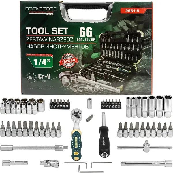 Rockforce Набор инструментов 66 предметов 1/4 (6гр.) RF LIGHT-2661-5(65587)