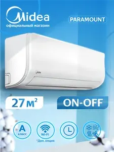 Cплит-система, кондиционер 9 Midea Paramount MSAG1-09HRN8-I/MSAG1-09HRN8-O мощный НЕ инвертор, настенный, Глянцевый, завод производитель MIDEA, компрессор GMCC Toshiba, до 29 кв.м.
