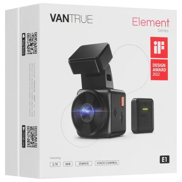 Видеорегистратор Vantrue E1, Wi-Fi, G-сенсор, GPS/ГЛОНАСС, QHD (2K)