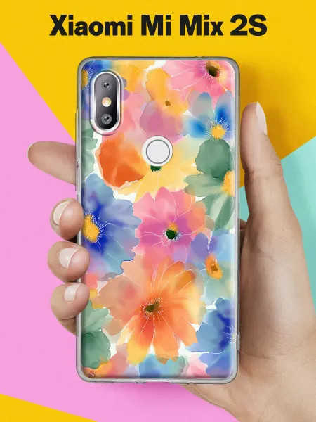 Xiaomi Чехол на Mi Mix 2S с принтом Акварельные цветы