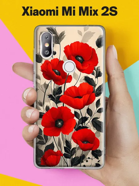 Xiaomi Чехол на Mi Mix 2S с принтом Красные маки винтаж