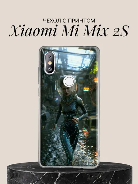Xiaomi Чехол на Mi Mix 2S Киберпанк воительница в шлеме