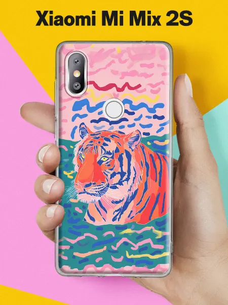 Xiaomi Чехол на Mi Mix 2S с принтом Розовый тигр в волнах