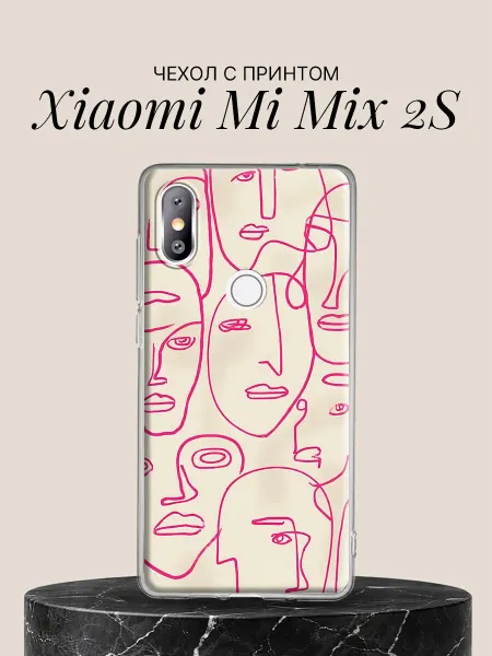 Xiaomi Чехол на Mi Mix 2S Лица в стиле линейной графики