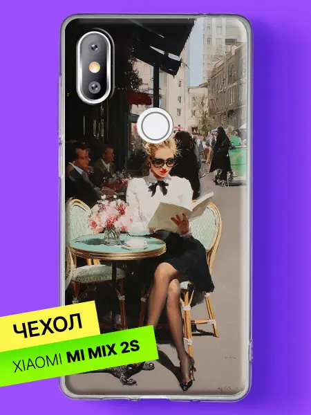 Xiaomi Чехол на Mi Mix 2S с принтом Дама в кафе с книгой