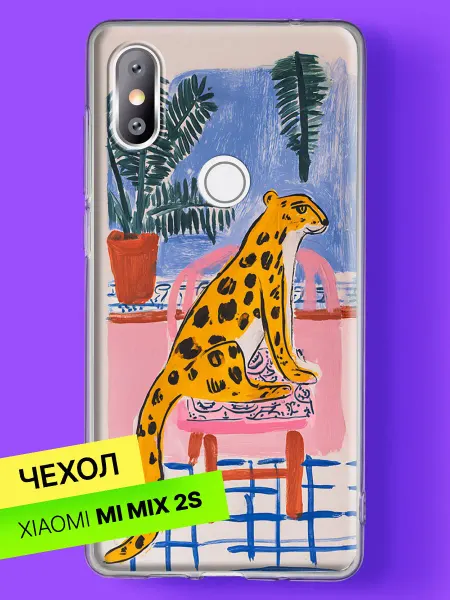 Xiaomi Чехол на Mi Mix 2S с принтом Леопард на розовом стуле