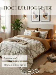 Постельное белье 1.5 спальное Cleo Satin Lux комплект сатин хлопок
