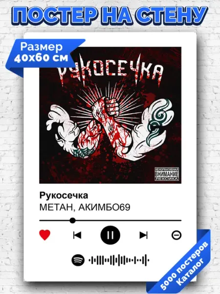Arthata-spotify постер Спотифай постер Спотифай постер Метан Акимбо69 - Рукосечка 40х60