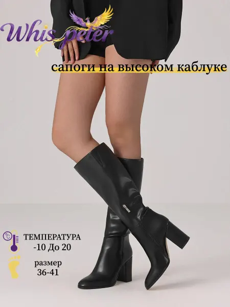 WHIS PETER Зимние сапоги на высоком толстом каблуке