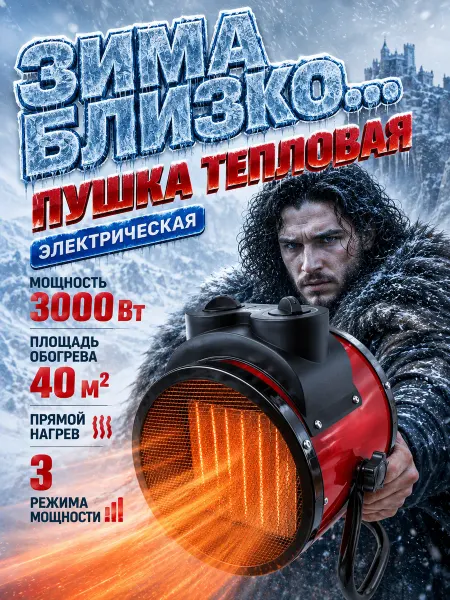 Обогреватель для дома электрический 3кВт тепловентилятор