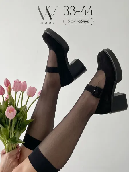 Mode W Туфли Мери Джейн на каблуке замшевые лоферы