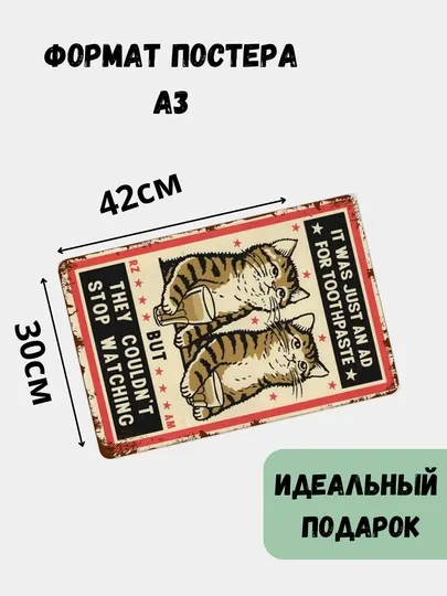 Постер на стену коты, интерьерные, А3