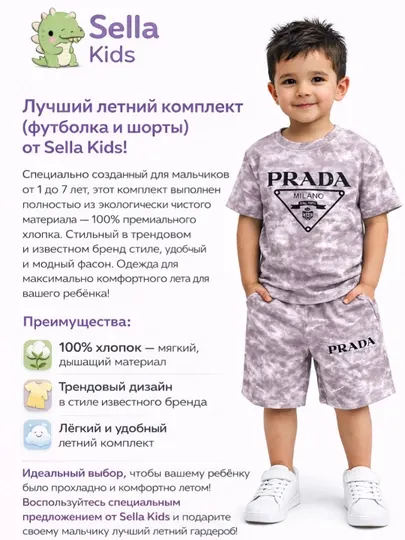 Футболка и шорты для мальчиков