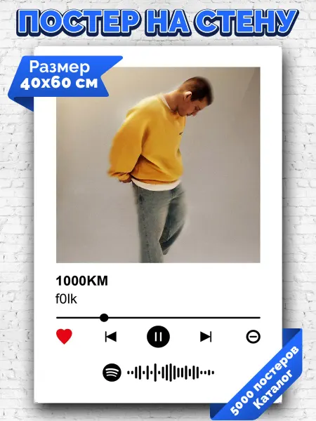 Arthata-spotify постер Спотифай постер Плакат на стену f0lk - 1000KM 40х60