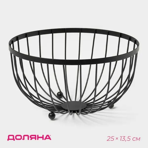 Доляна Фруктовница 25×25×13.5 см, чёрная