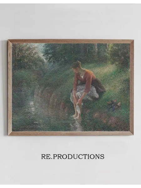 Re.productions Постер Woman and Child at the Well - Camille Pissarro