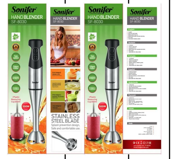 Погружной блендер Sonifer SF-8030, мощность 500Вт, объём 0,6 л