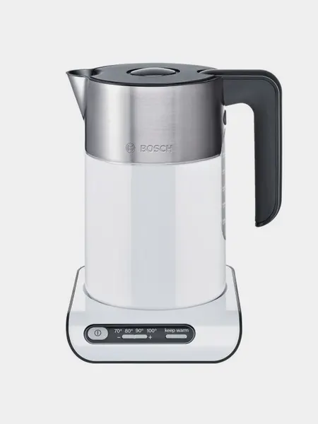 Электрочайник Bosch Styline TWK8611P, 2400Вт, выбор температуры нагрева, металл/пластик, 1,5л