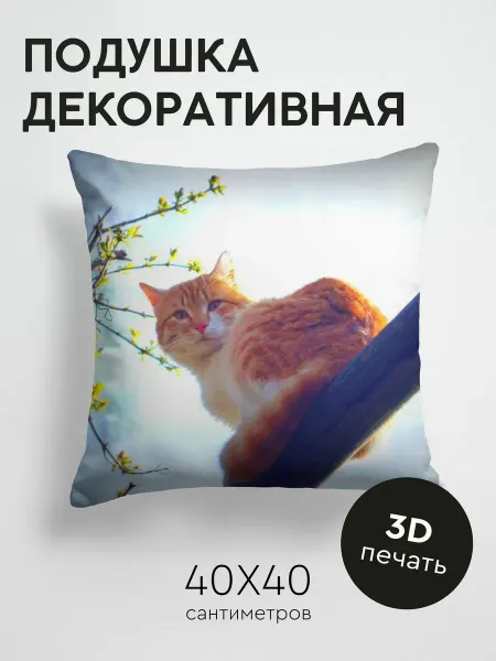 365home Подушка декоративная, 40x40см Животные весна кот