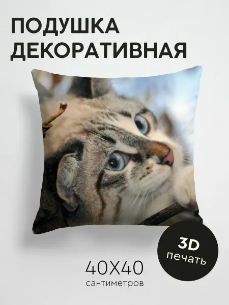 365home Подушка декоративная, 40x40см Животные голубые глаза