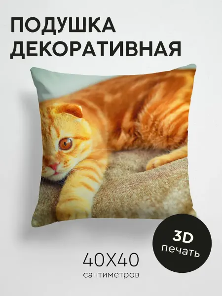 365home Подушка декоративная, 40x40см Животные портрет играет