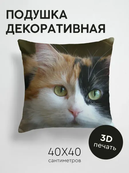 365home Подушка декоративная, 40x40см Животные кошка пушистая