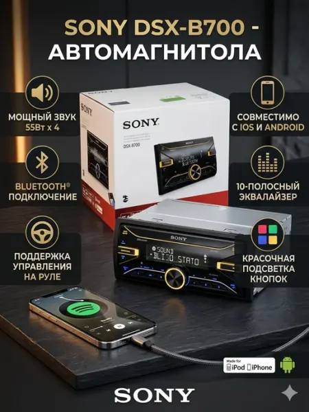 Автомагнитола Savdo DSX-B700, Bluetooth, EXTRA BASS, FM, USB Aux Oригинал